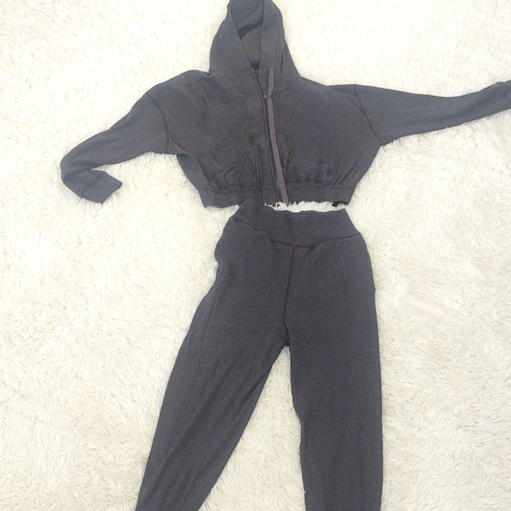 Free People - free movement jacket and sweat pants - two pieces worn once grey